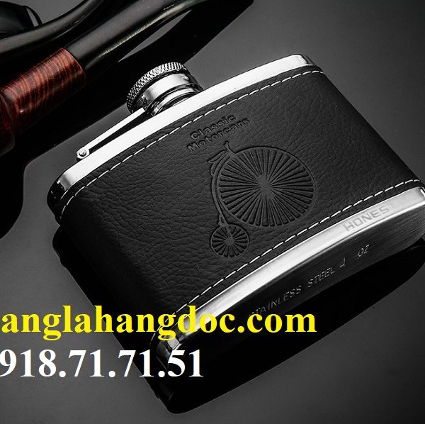 Bình inox đựng rượu bọc da Honest 4oz kỵ sĩ (120ml)