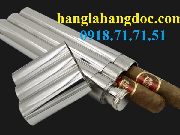Bình inox Flask 2oz kiêm hộp đựng cigar 2 điếu