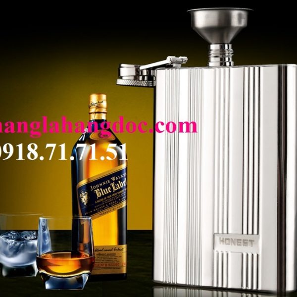 Bình rượu inox bỏ túi Honest 8oz, sọc kẻ (240ml)