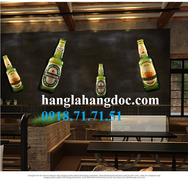Chai bia sắt khổng lồ (cao 61cm) treo tường trang trí quán bar, beer club -  Quà Tặng Độc Đáo